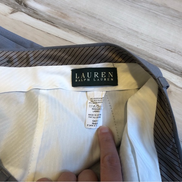 Lauren Ralph Lauren Men's Grey Slim Fit Twill Trousers Dress Pants - W34 x L30 - Picture 7 of 9